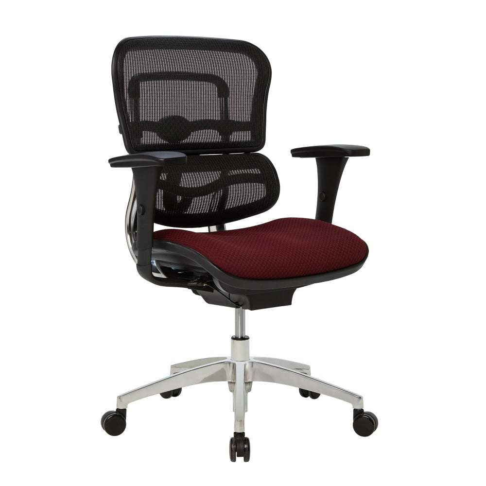 WorkPro 12000 Series Ergonomic Mesh/Premium Fabric Mid-Back Chair, Black/Burgundy, BIFMA Compliant