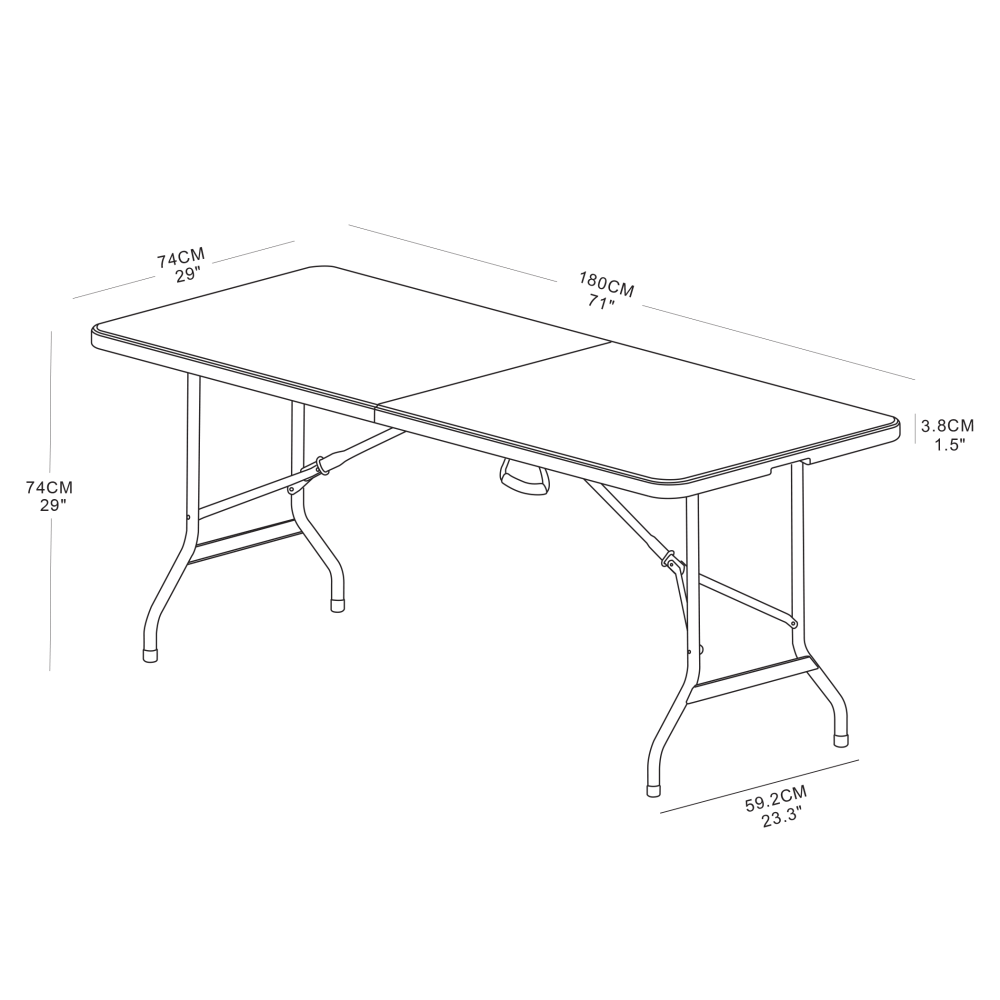 Realspace Molded Plastic Top Folding Table with Handles, 29inH x 72inW x 29-1/4inD, Platinum/Charcoal