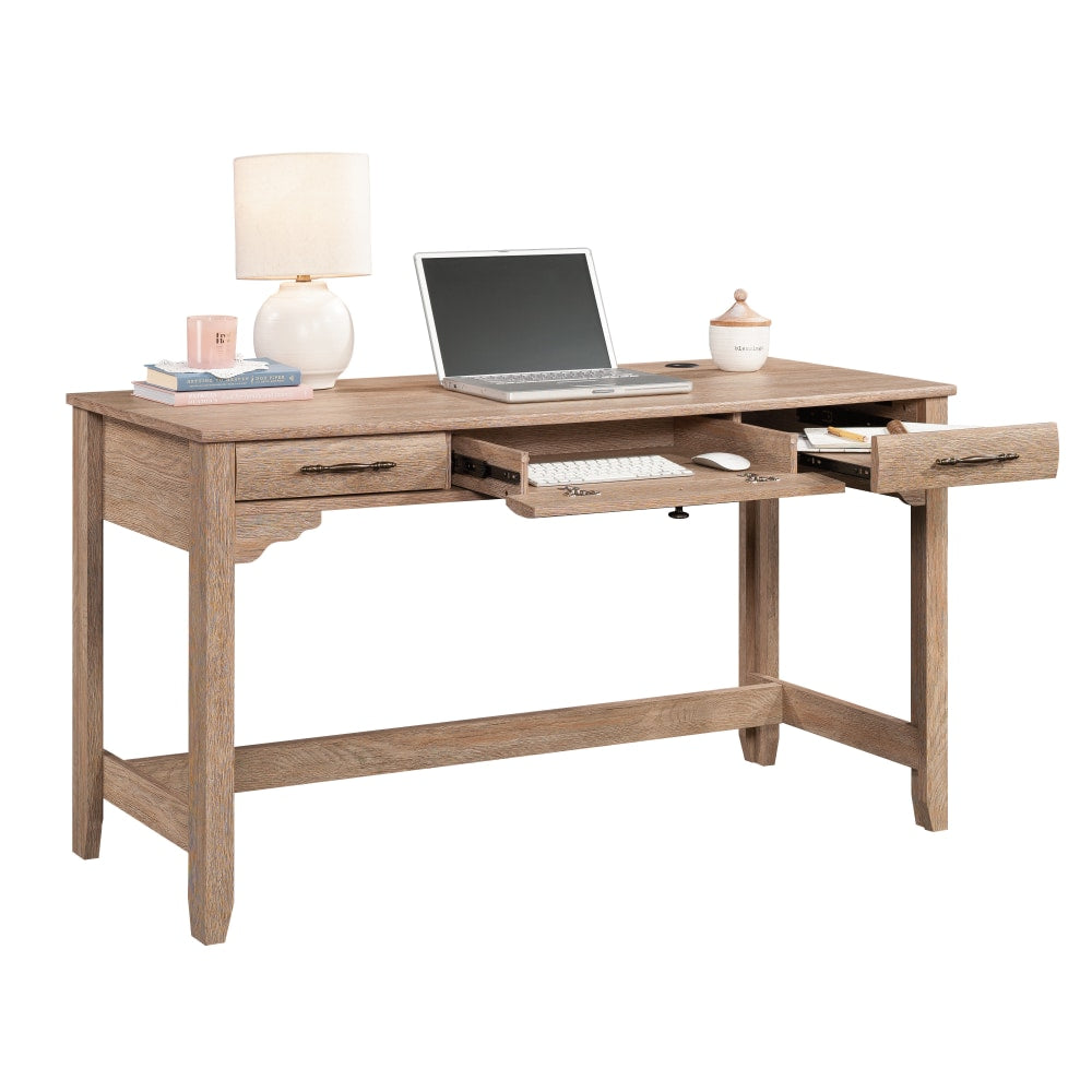 Sauder Rollingwood 54inW Writing/Computer Desk With Keyboard And Storage Drawers, Brushed Oak