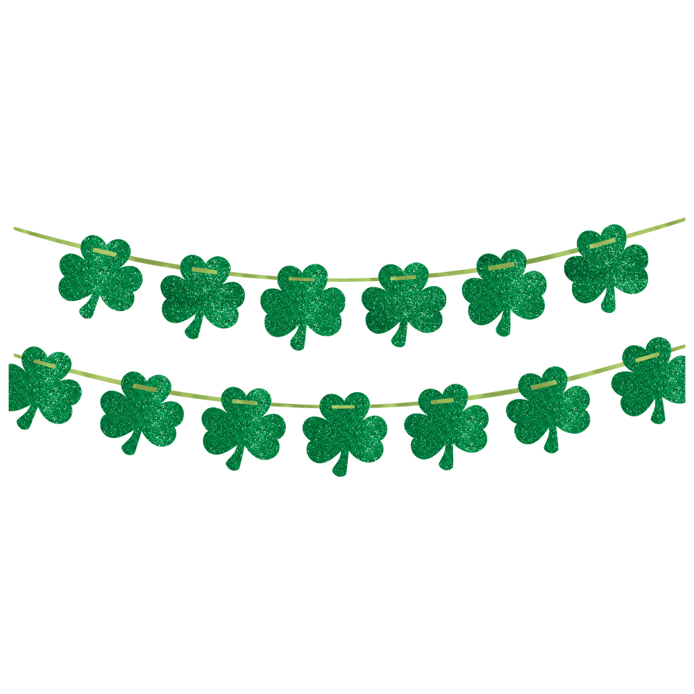 Amscan St. Patricks Day Shamrock Banners, 5in x 144in, Green, Pack Of 3 Banners