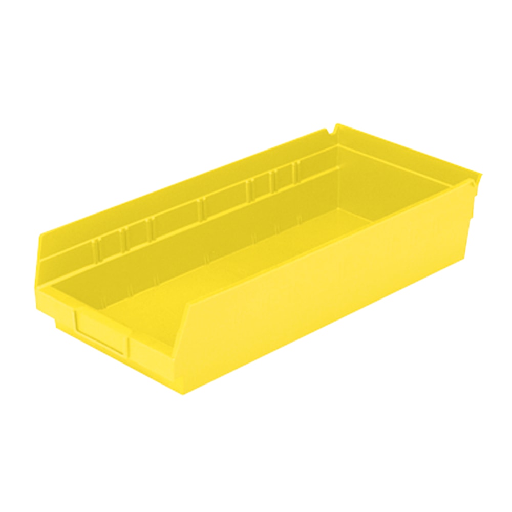 Akro-Mils Grease/Oil Resistant Shelf Bin, Small Size, 4in x 8 3/8in x 18in, Yellow