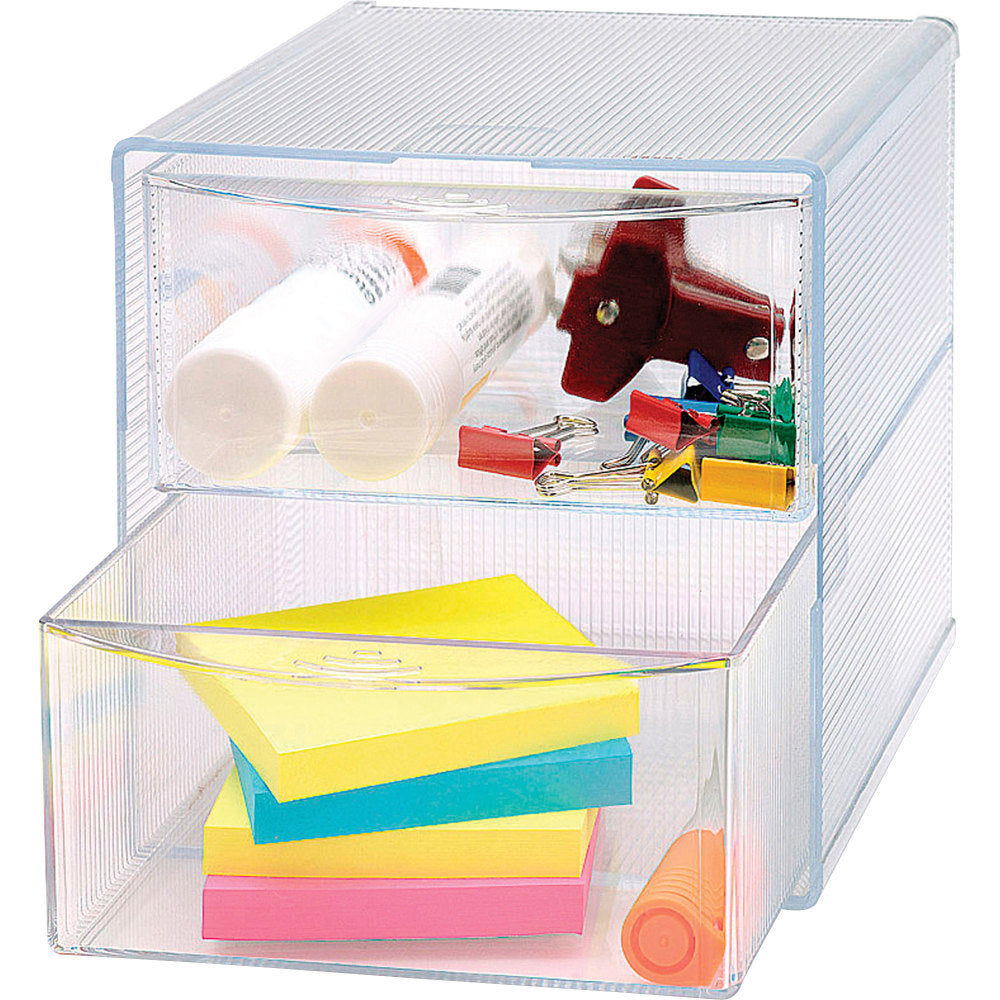 Sparco 2-Drawer Storage Organizer, 6inH x 6inW x 6inD, Clear