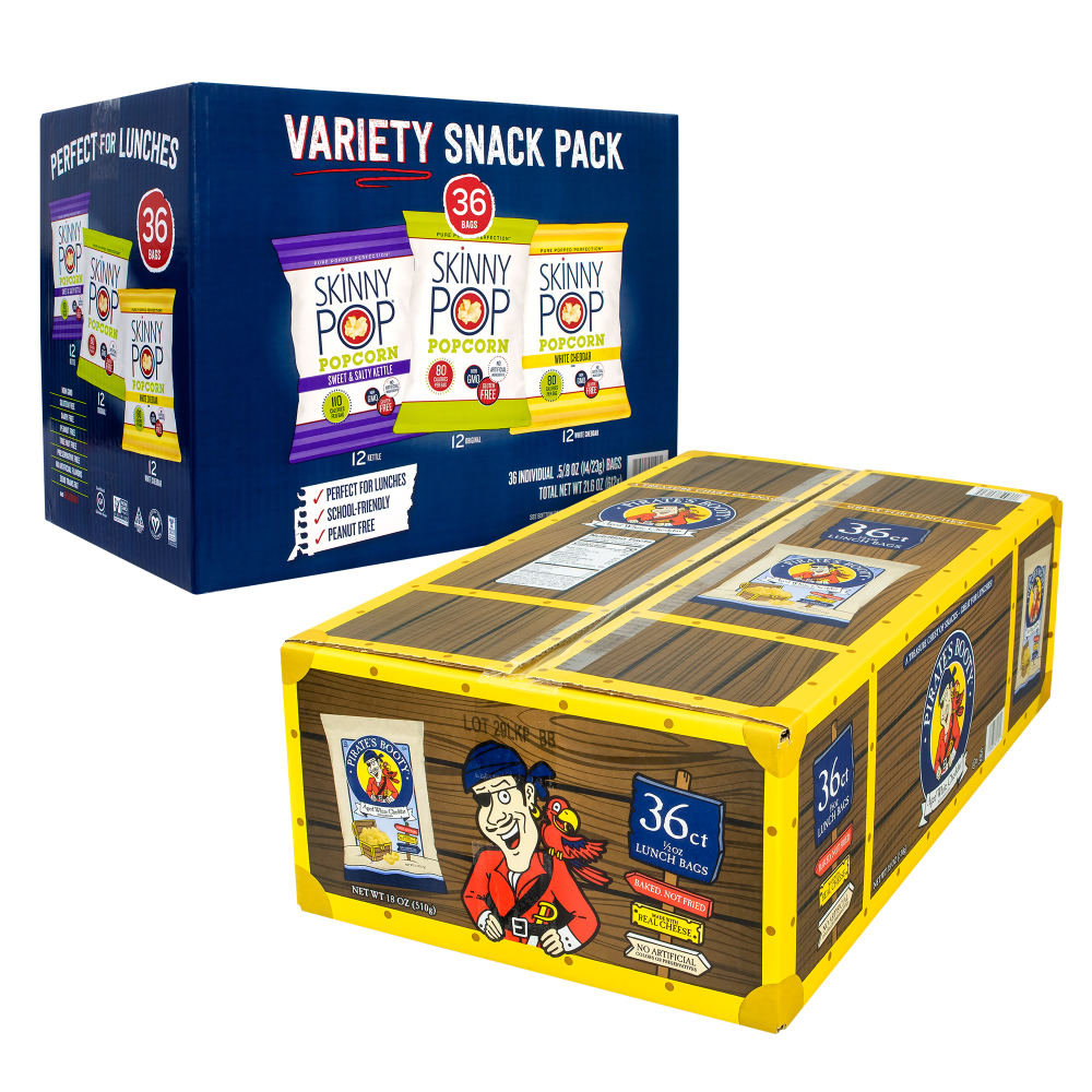 Skinny Pop Variety Pack/Pirates Booty Aged White Cheddar Bundle