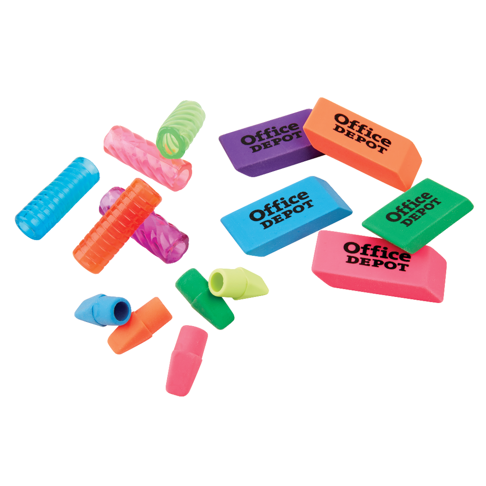 Office Depot Brand Eraser & Pencil Pillow Variety Pack, Assorted, Pack Of 110