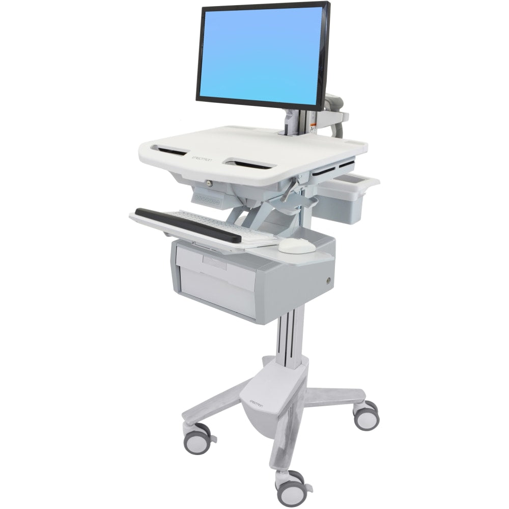 Ergotron StyleView Cart with LCD Arm, 1 Tall Drawer (1x1) - Up to 24in Screen Support - 37.04 lb Load Capacity - Floor - Plastic, Aluminum, Zinc-plated Steel