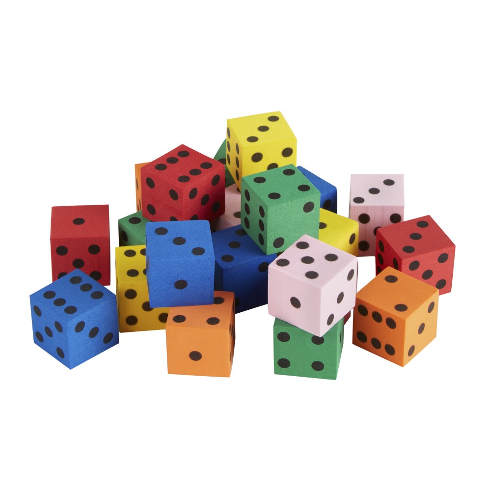 Office Depot Brand Foam Dice, Assorted Colors, Pre-K, Pack Of 24 Dice