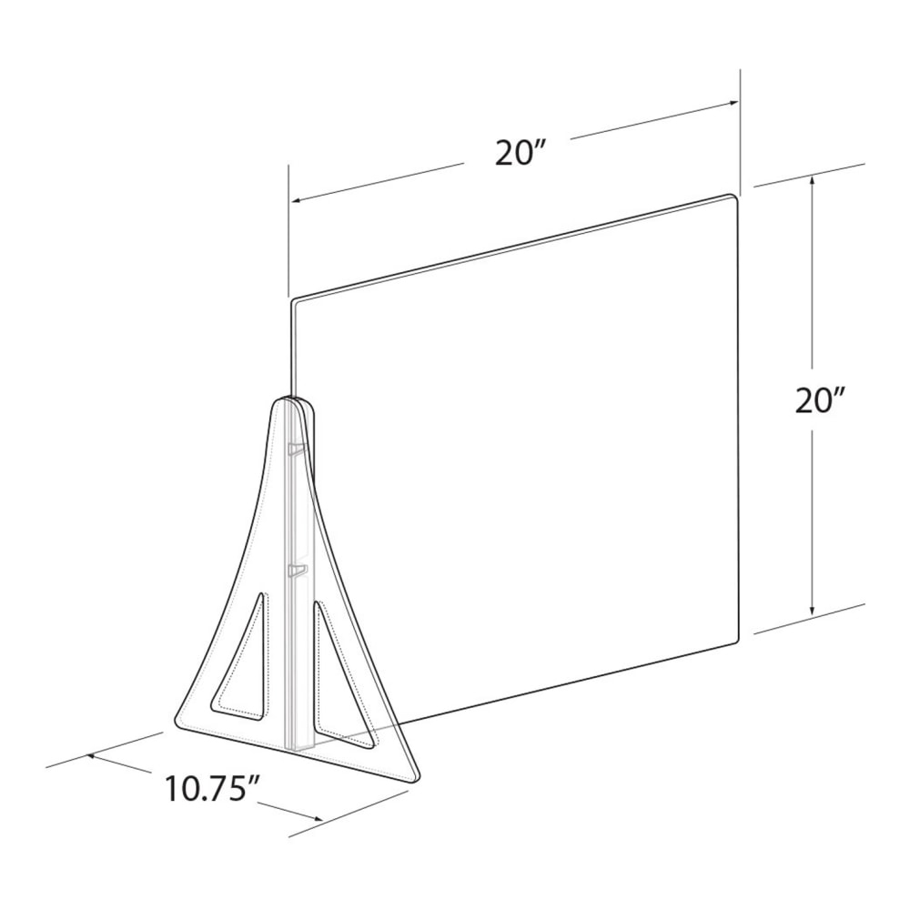 Azar Displays Single Leg Partition Cashier Shield, 20in x 20in, Clear, Set Of 2 Shields