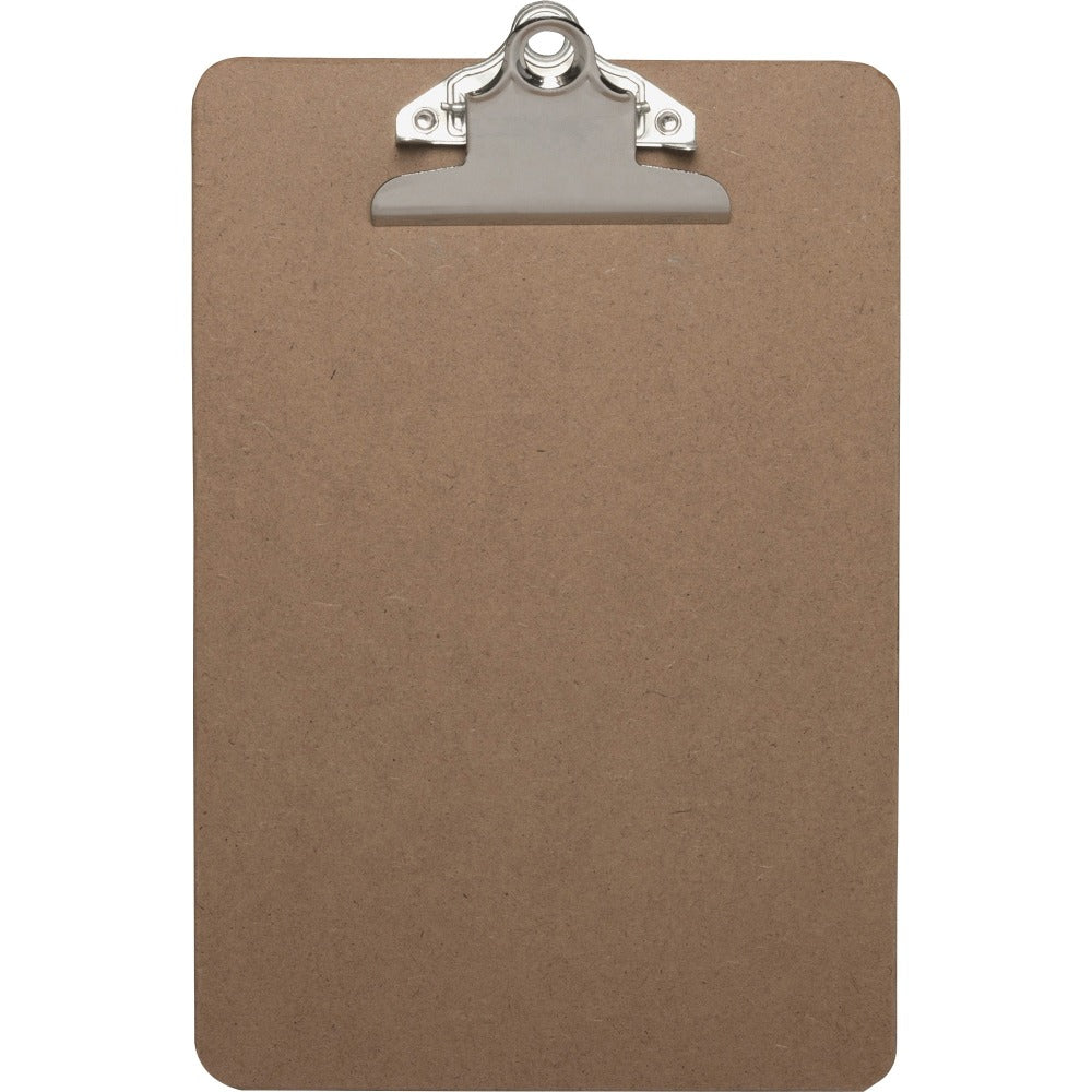 Business Source Mini Clipboard with Standard Metal Clip - Standard - 6in x 9in - Hardboard - Brown - 1 Each