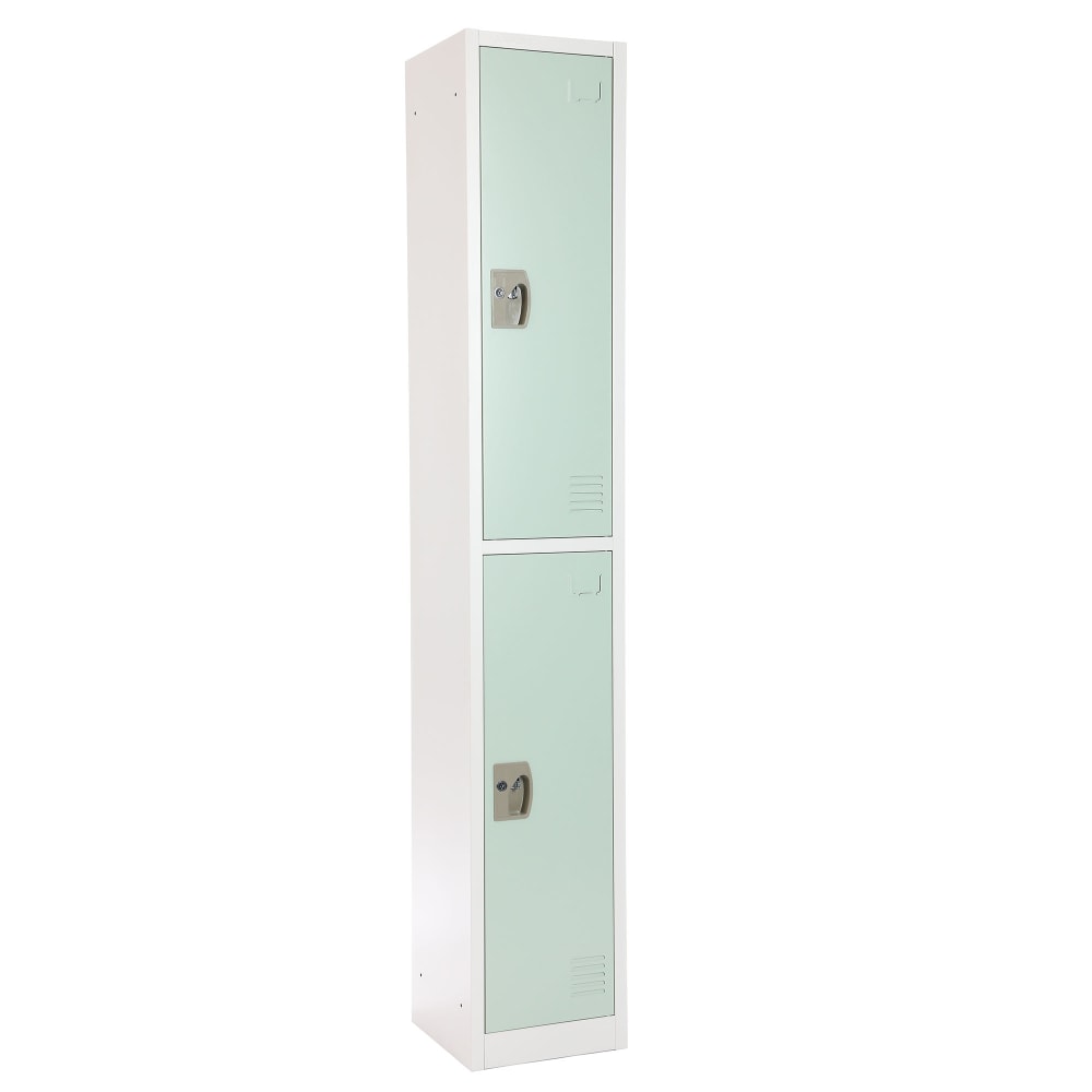 Alpine 2-Tier Steel Lockers, 72inH x 15inW x 15inD, Misty Green, Set Of 2 Lockers