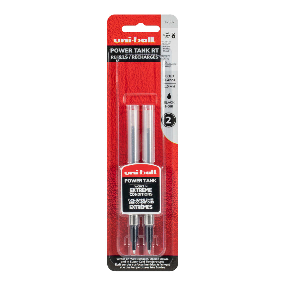 uni-ball Power Tank Ballpoint Pen Refill, 1.0 mm, Black, Pack Of 2