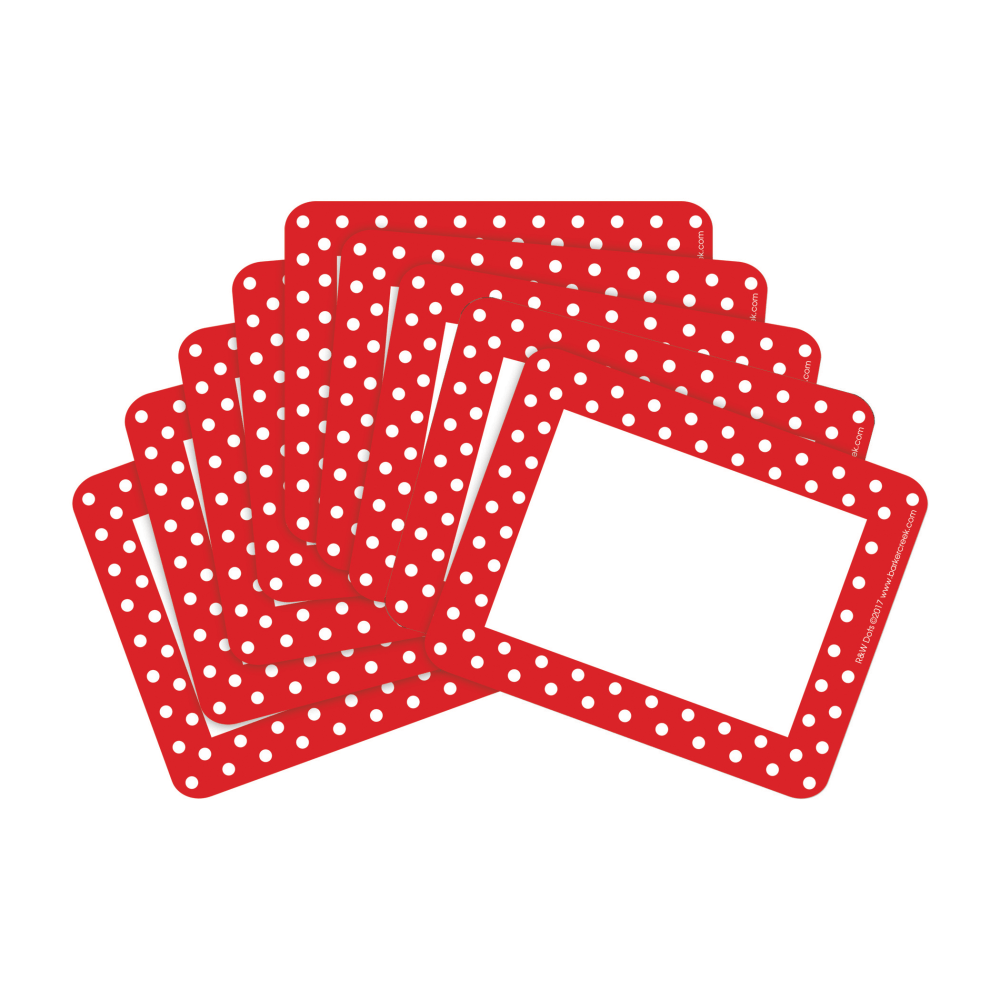 Barker Creek Name Tags, 2 -3/4" x 3 1/2", Red And White Dots, 45 Name Tags Per Pack, Case Of 2 Packs