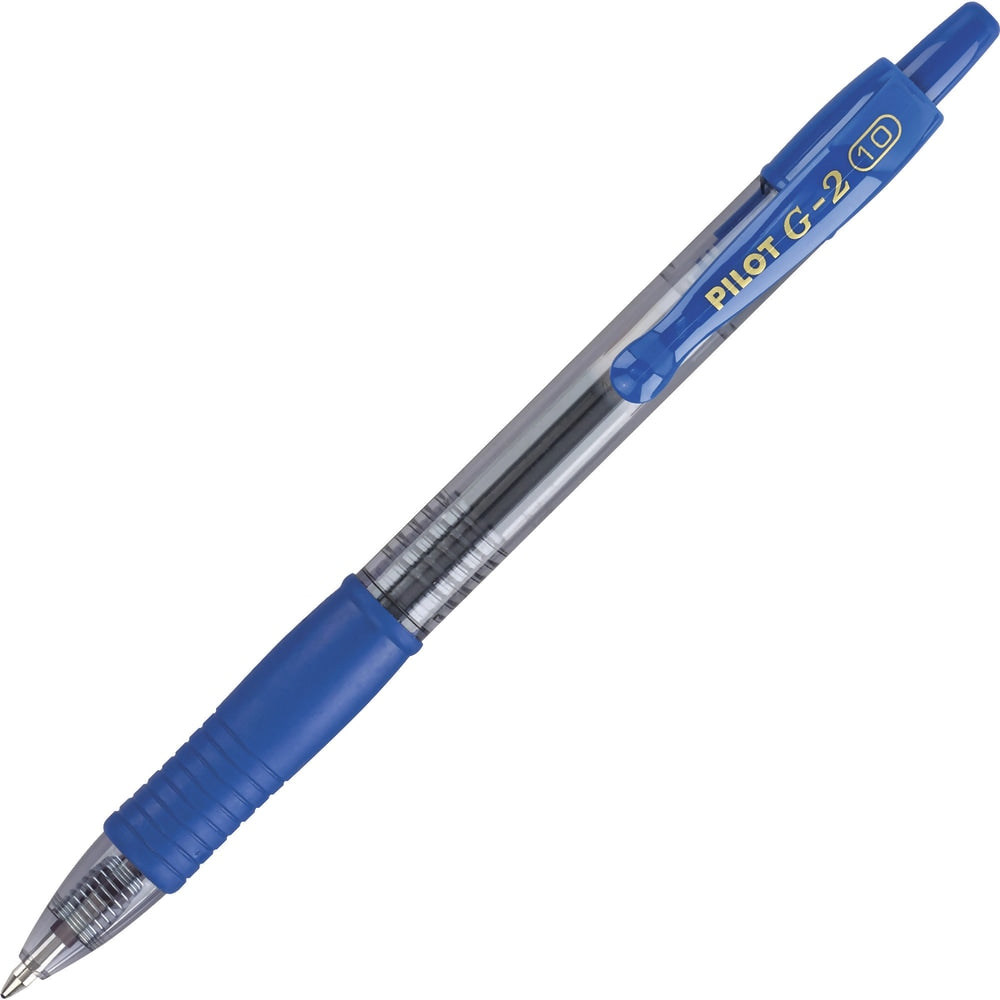 Pilot G2 Retractable Gel Pens, Bold Point, 1.0 mm Point Size, Blue Gel-Based Ink, Clear Barrels, Pack Of 36 Pens