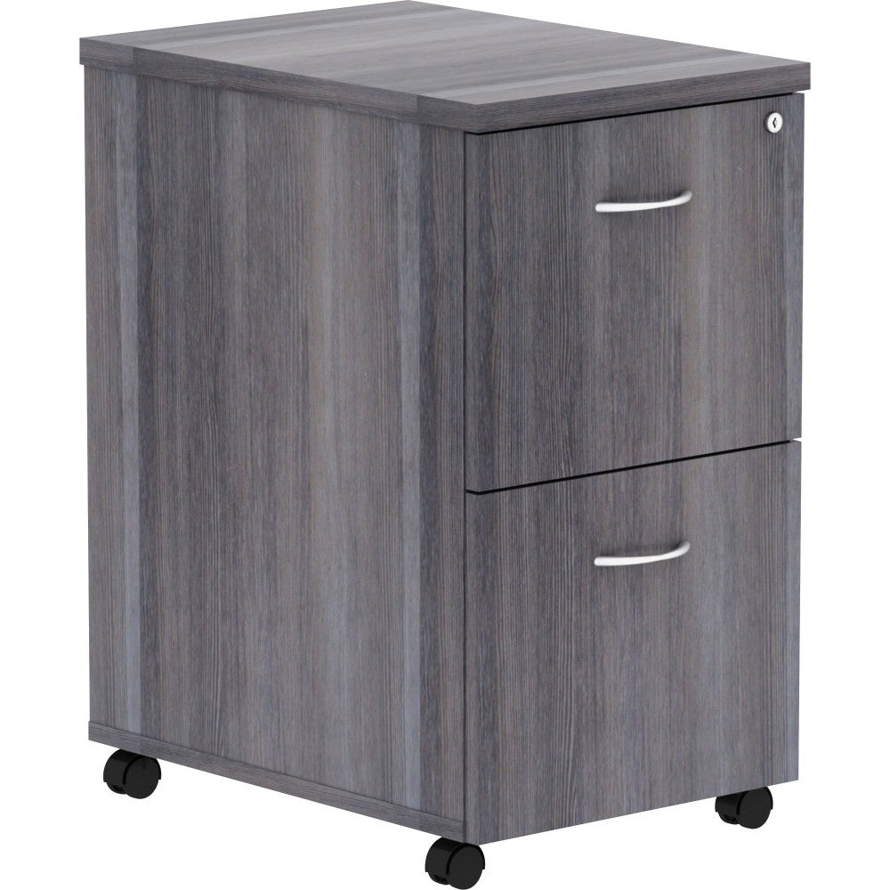 Lorell Essentials 22inD Vertical 2-Drawer Mobile Pedestal File Cabinet, Weathered Charcoal