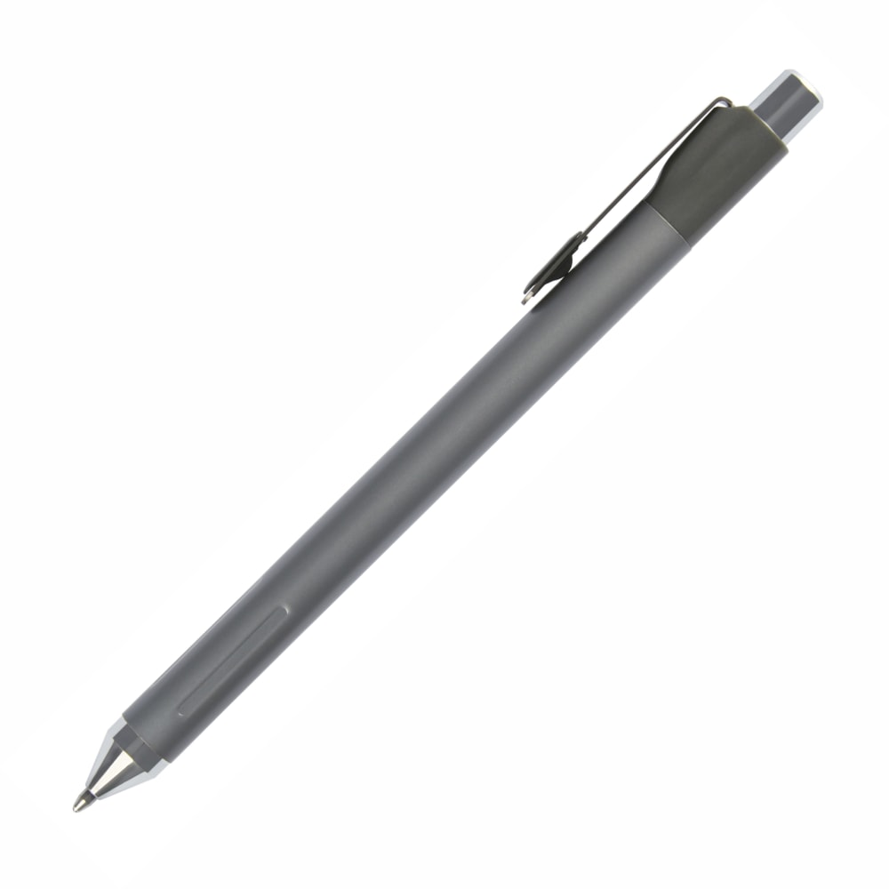 TUL Fine Writing Solid Metal Barrel Retractable Ballpoint Pen With 2 Refills, Medium Point, 1.0 mm, Brushed Silver Barrel, Black & Blue Inks