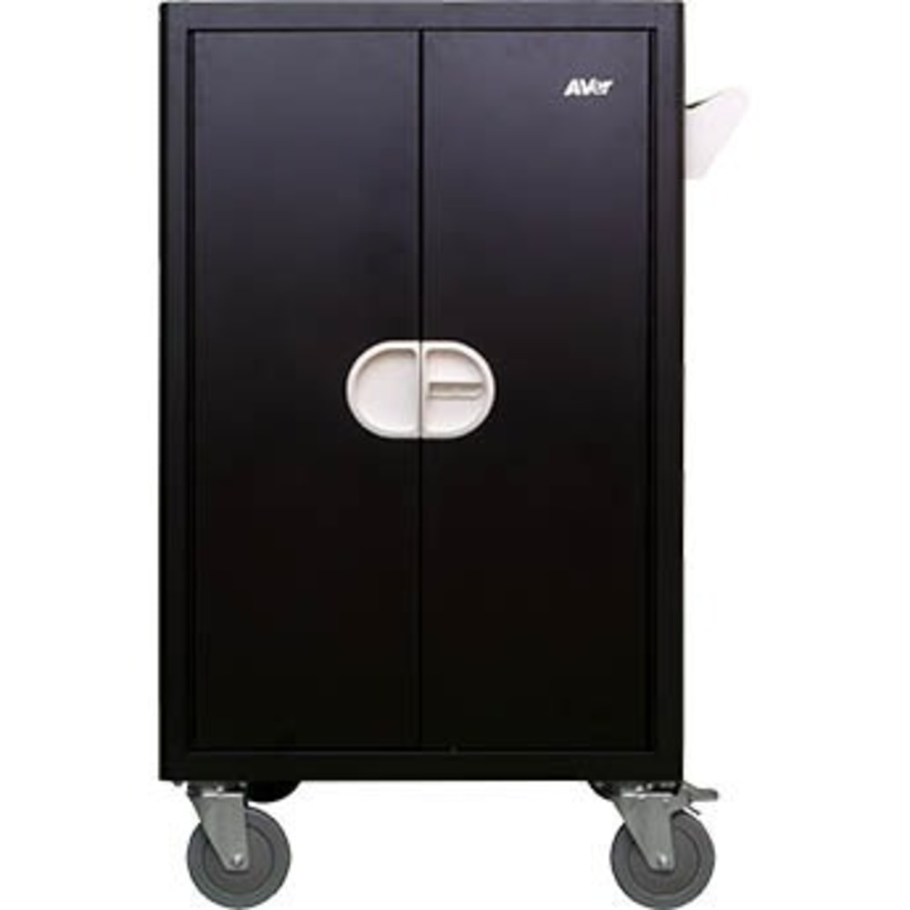 AVer AVerCharge E36c+ 36 Device Economy Charging Cart - 4 Casters - 5in Caster Size - Solid Steel - 27.1in Width x 25.2in Depth x 42.8in Height - Black - For 36 Devices