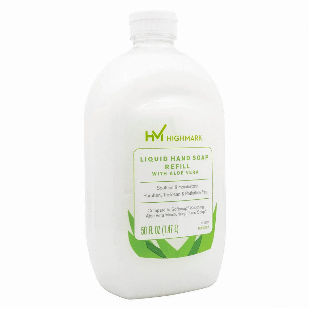 Highmark Aloe Liquid Hand Soap, Floral Scent, 50 Oz Refill Bottle, White