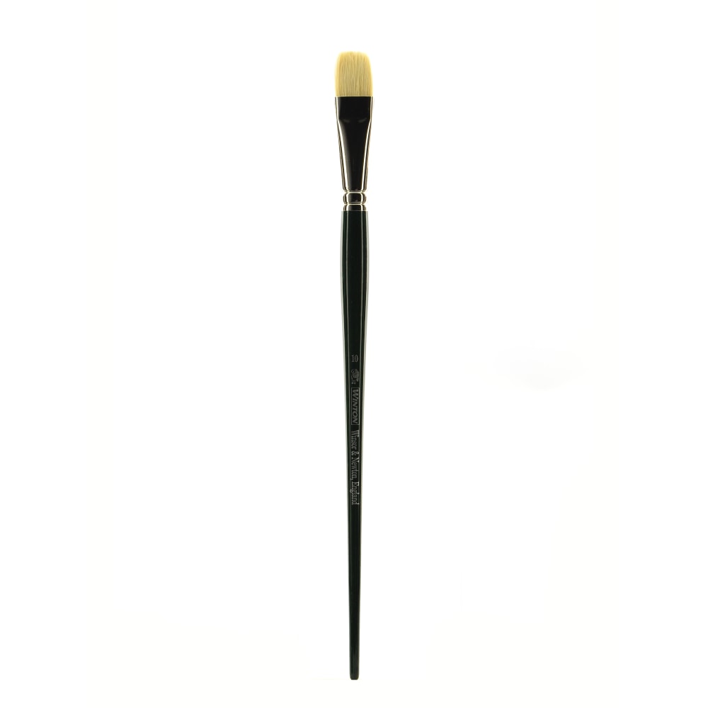 Winsor & Newton Winton Hog Paint Brush, Size 10, Flat/Bright Bristle, Hog Hair, Green