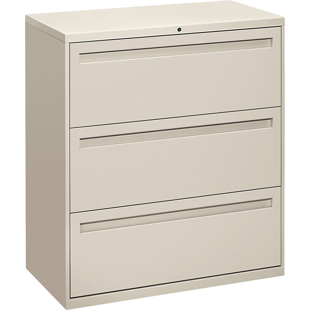 HON Brigade 700 36inW x 18inD Lateral 3-Drawer File Cabinet, Light Gray