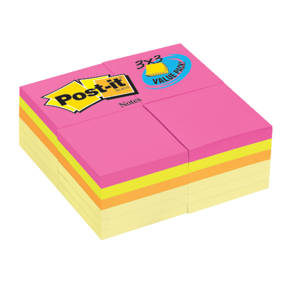 Post-it Notes, 3in x 3in, Assorted Colors, Pack Of 24 Pads