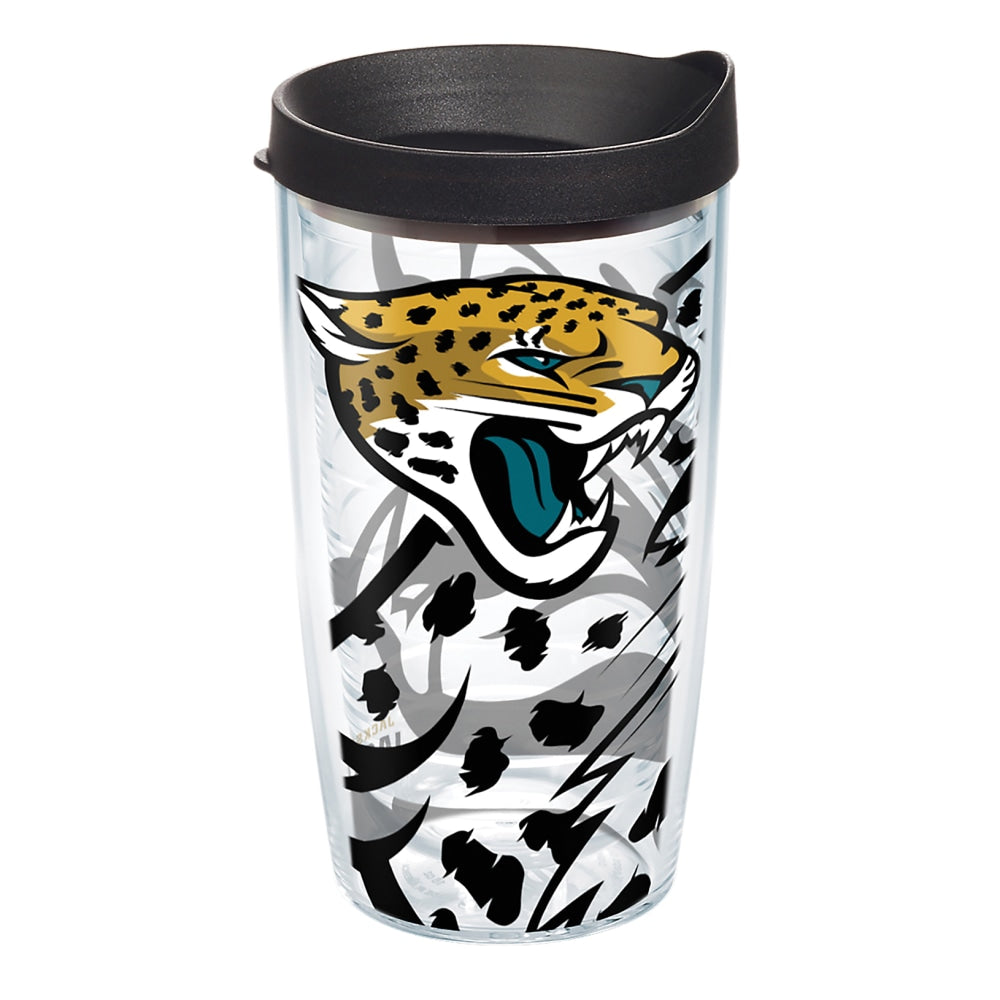 Tervis NFL Tumbler With Lid, 16 Oz, Jacksonville Jaguars, Clear