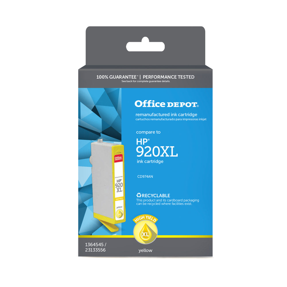 Office Depot Remanufactured Yellow High-Yield Ink Cartridge Replacement For HP 920XL, OM05046