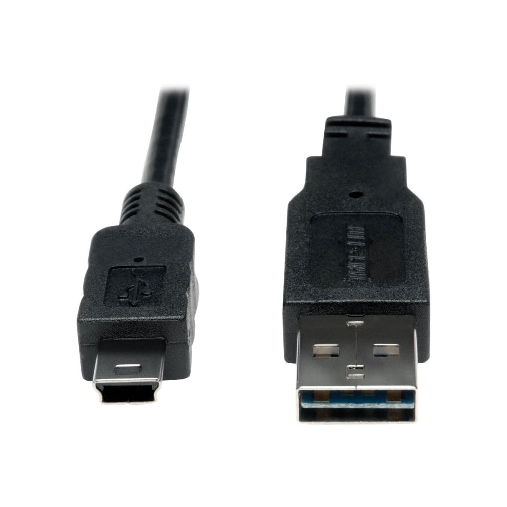 Eaton Tripp Lite Series Universal Reversible USB 2.0 Converter Adapter Cable (Reversible A to 5Pin Mini B M/M), 3 ft. (0.91 m) - USB cable - mini-USB Type B (M) to USB (M) - USB 2.0 - 3 ft - 90 deg. connector, molded - black