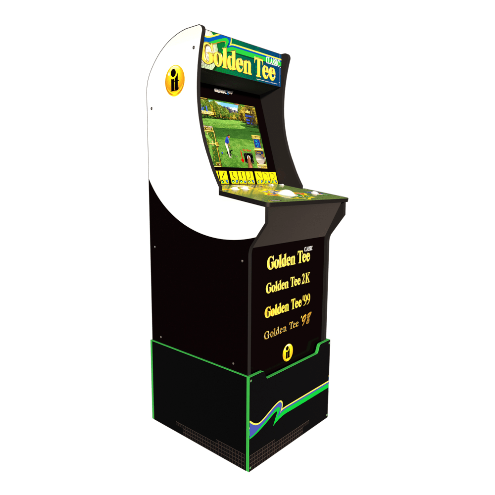 Arcade1Up Golden Tee Classic Home Arcade Cabinet With Riser And Titleist Golf Balls