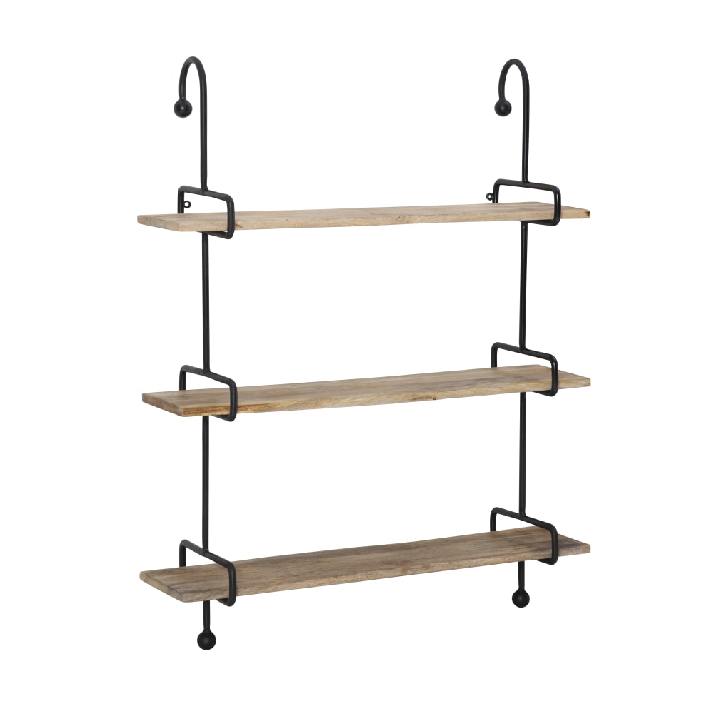 Powell Wheelan Wall Shelf, 39inH x 31inW x 8-1/2inD, Natural/Black