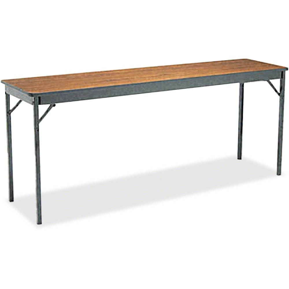 Barricks Special Size Folding Table, Rectangle, 72inH x 18inD, Black/Walnut