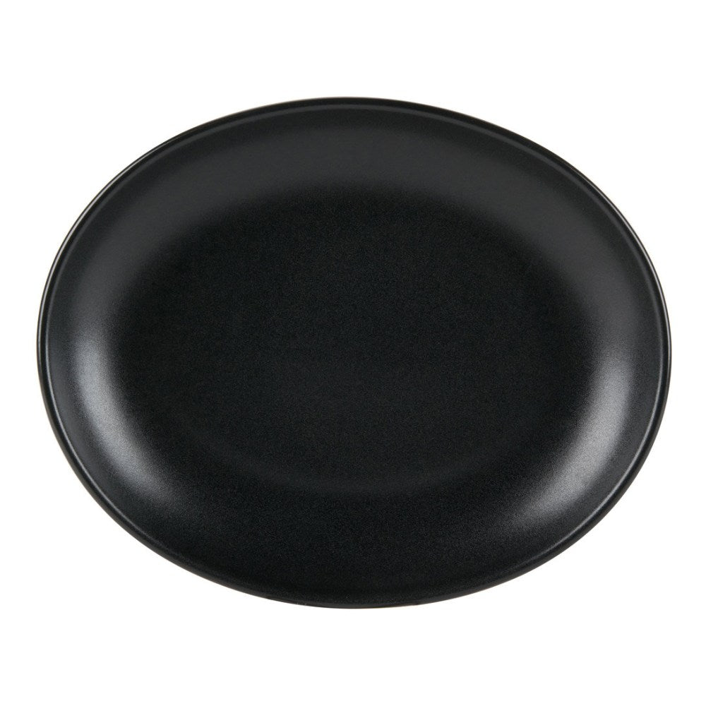 Foundry Oval Ceramic Platters, 13 1/8in x 10 1/2in, Black, Pack Of 6 Platters