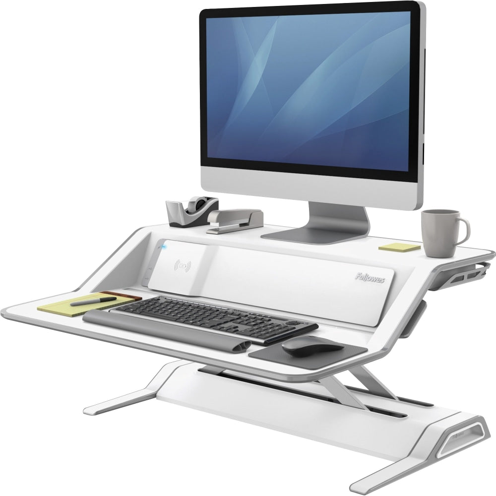 Fellowes Lotus DX Adjustable Sit-Stand Workstation, White