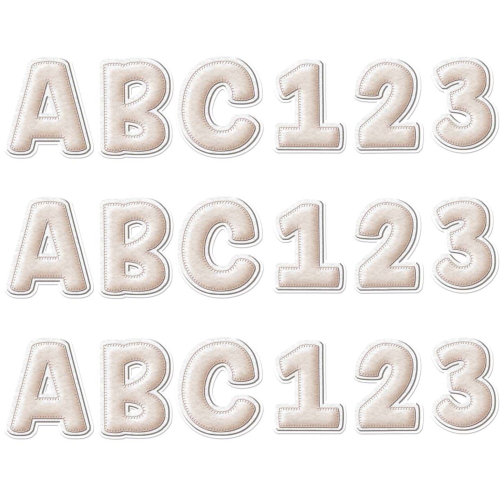 Eureka 4in Deco Letters, A Close-Knit Class Cream Felt, 179 Letters Per Pack, Set Of 3 Packs