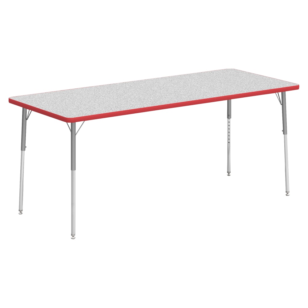 Lorell Classroom Rectangular Activity Table Top, 72inW x 30inD, Gray Nebula/Red