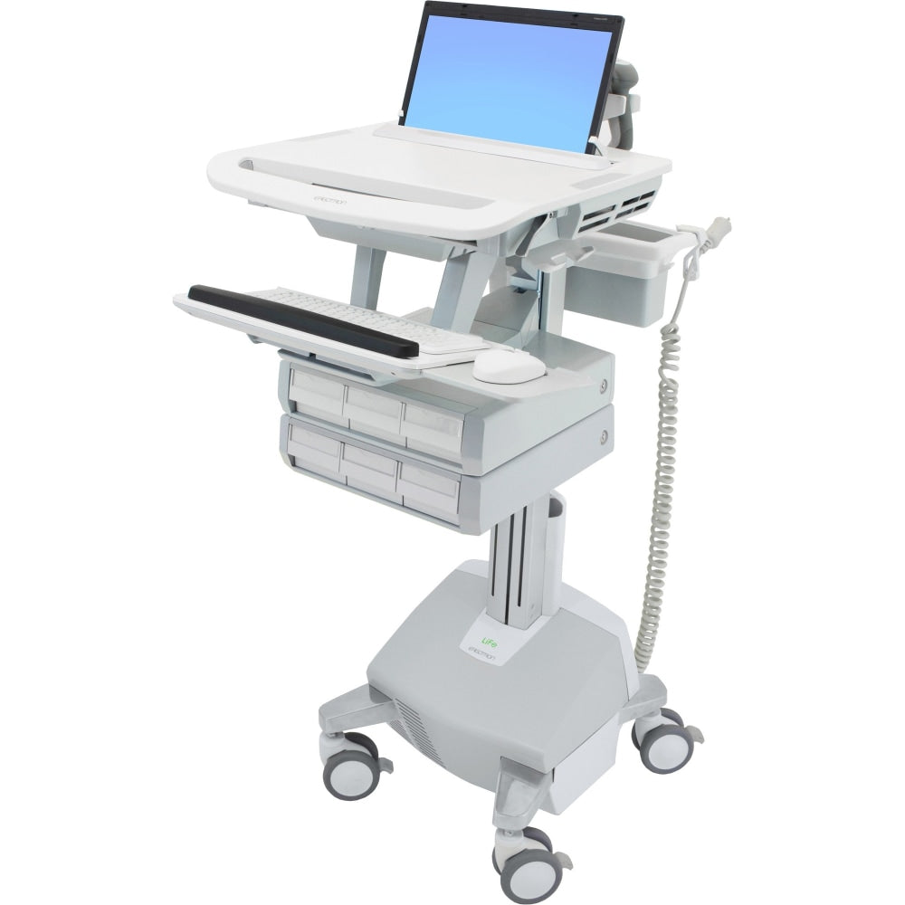 Ergotron StyleView Cart Desk Workstation 50-1/2inH x 17-1/2inW x 30-3/4inD, White/Gray