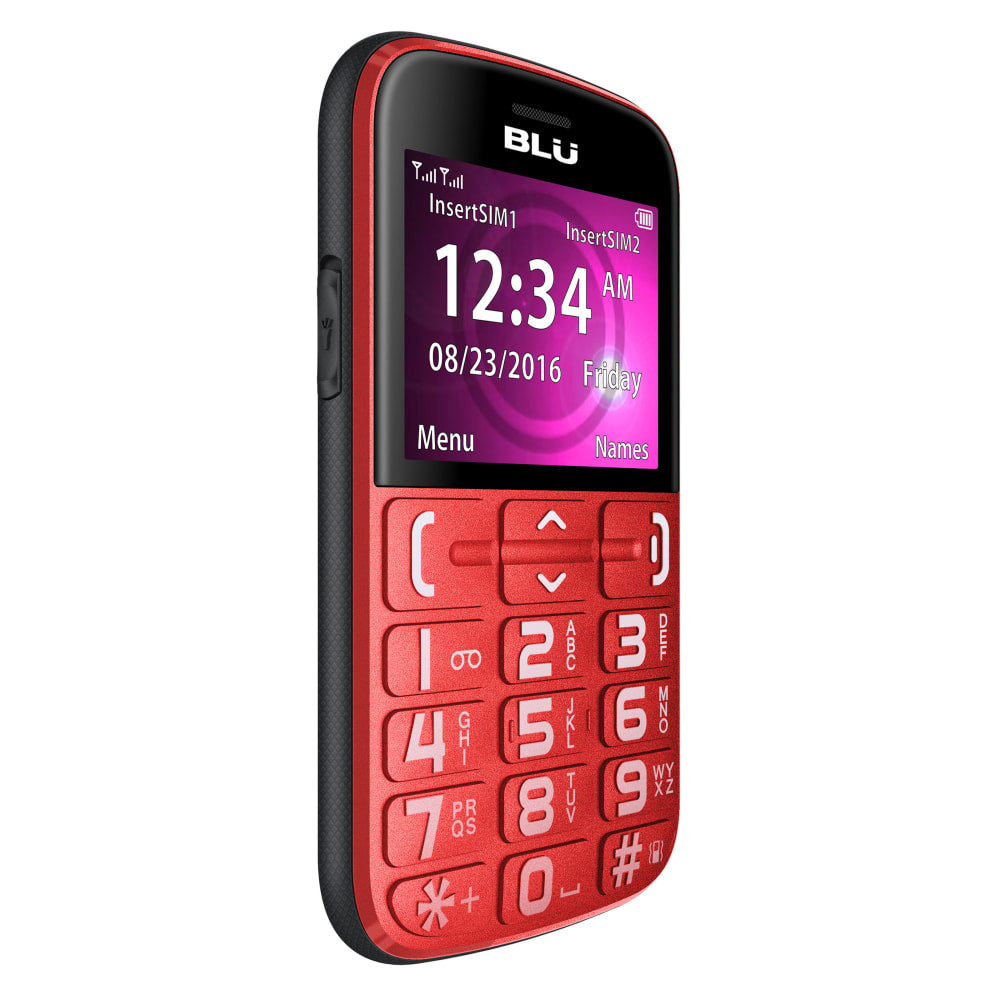 BLU Joy J010 Senior-Friendly Cell Phone, Red, PBN201133