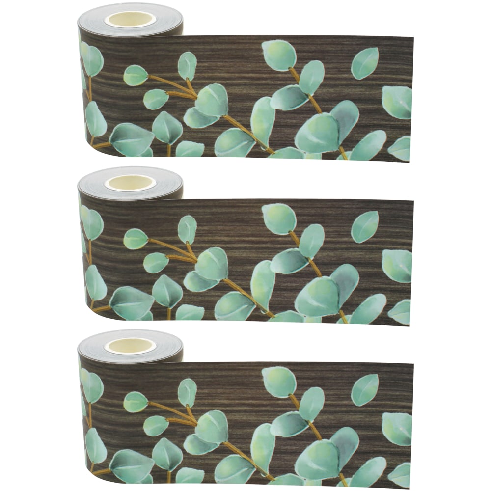 Teacher Created Resources Straight Rolled Border Trim, Eucalyptus, 50' Per Roll, Pack Of 3 Rolls