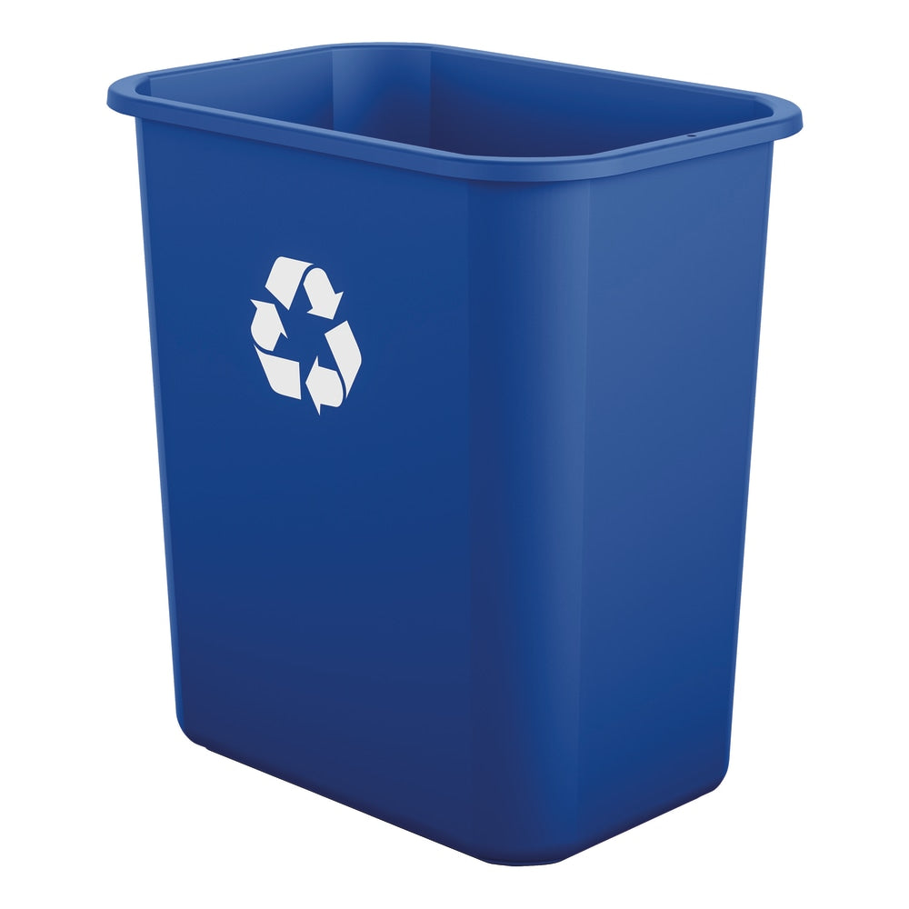 Suncast Commercial Desk-Side Rectangular Resin Recycling Bins, 7 Gallons, Blue, Pack Of 12 Bins