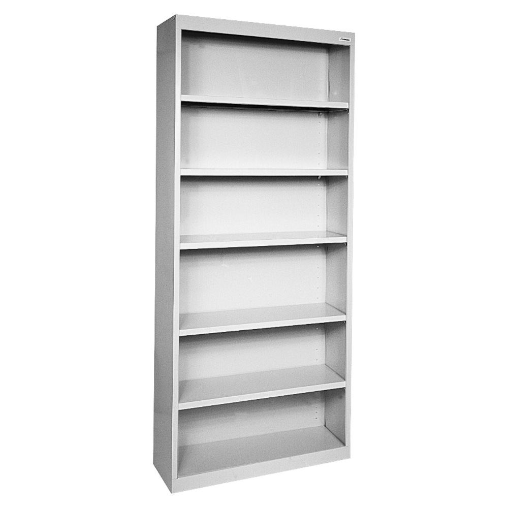 Lorell Fortress Series Steel Modular Shelving Bookcase, 6-Shelf, 82inH x 34-1/2inW x 13inD, Light Gray