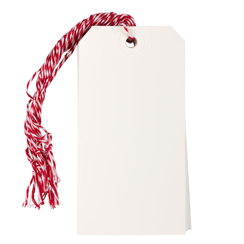 JAM Paper Medium Gift Tags, 4-3/4in x 2-3/8in, White/Red, Pack Of 10 Tags