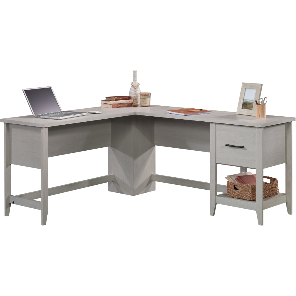 Sauder Summit Station 67inW L-Shaped Corner Desk, Glacier Oak