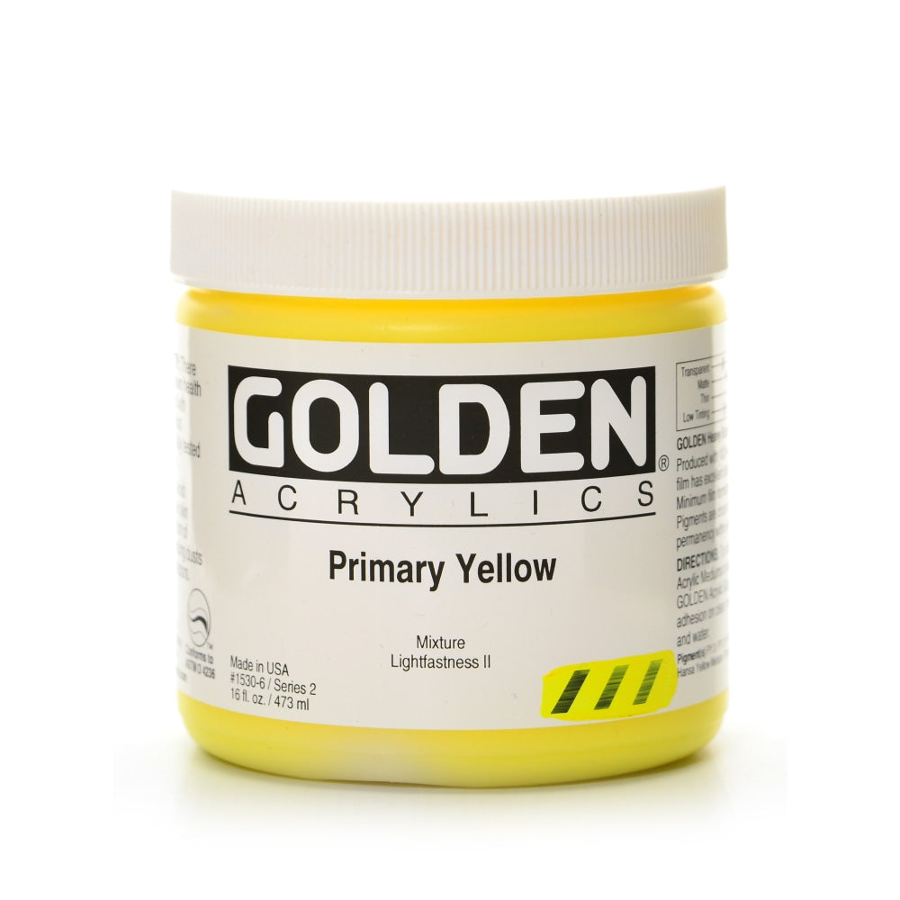 Golden Heavy Body Acrylic Paint, 16 Oz, Primary Yellow