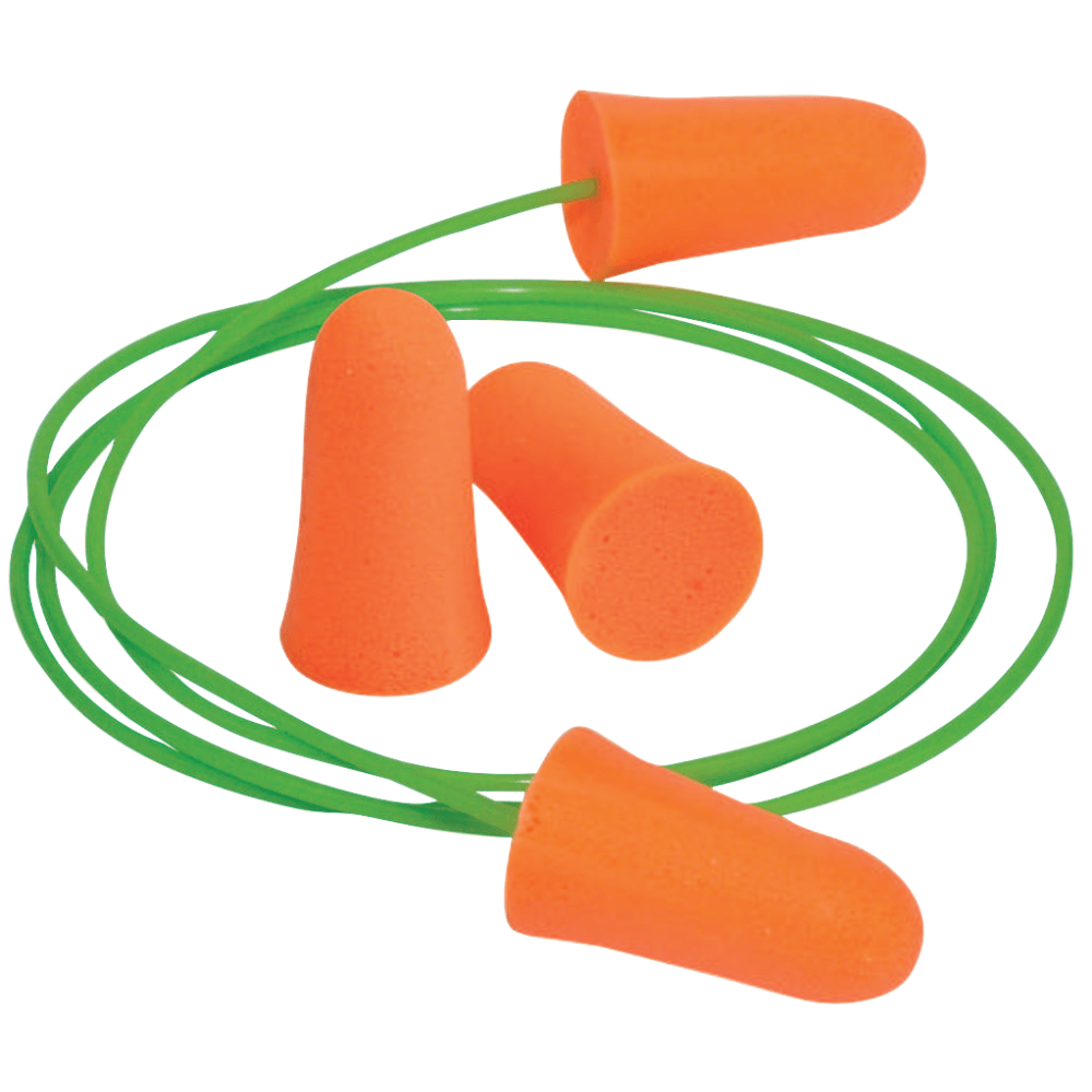 Mellows Foam Ear Plugs, Polyurethane, Bright Orange, Uncorded