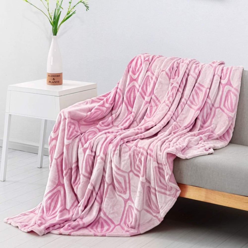 Sedona House Microfiber Flannel Twin Blanket, 60in x 80in, Pink