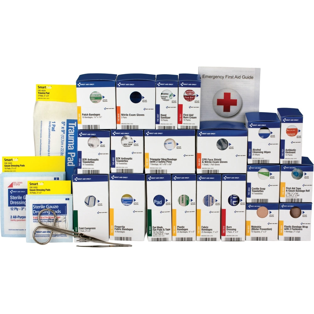 First Aid Only 202-Piece First Aid Cabinet Refill, 4 1/2inH x 13 5/16inW x 14 1/2inD, Blue