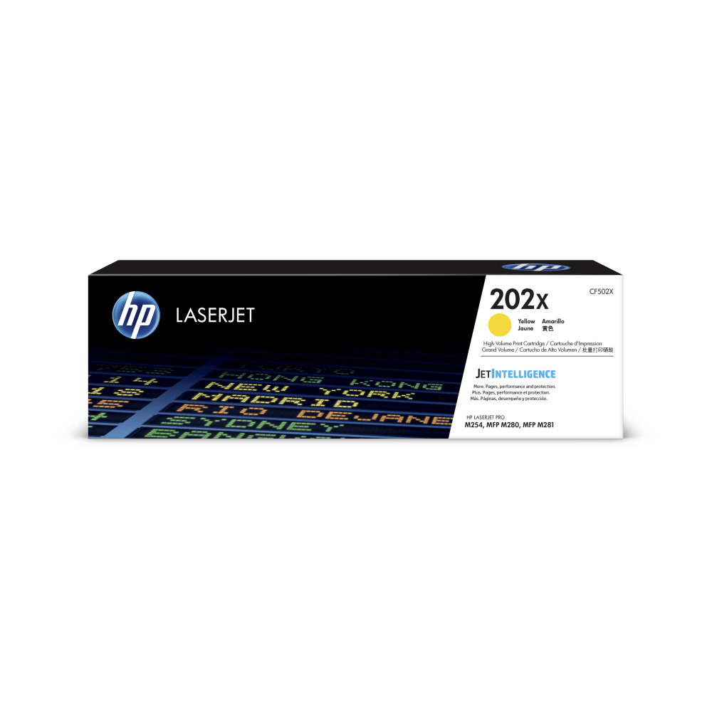 HP 202X Yellow High Yield Toner Cartridge, CF502X