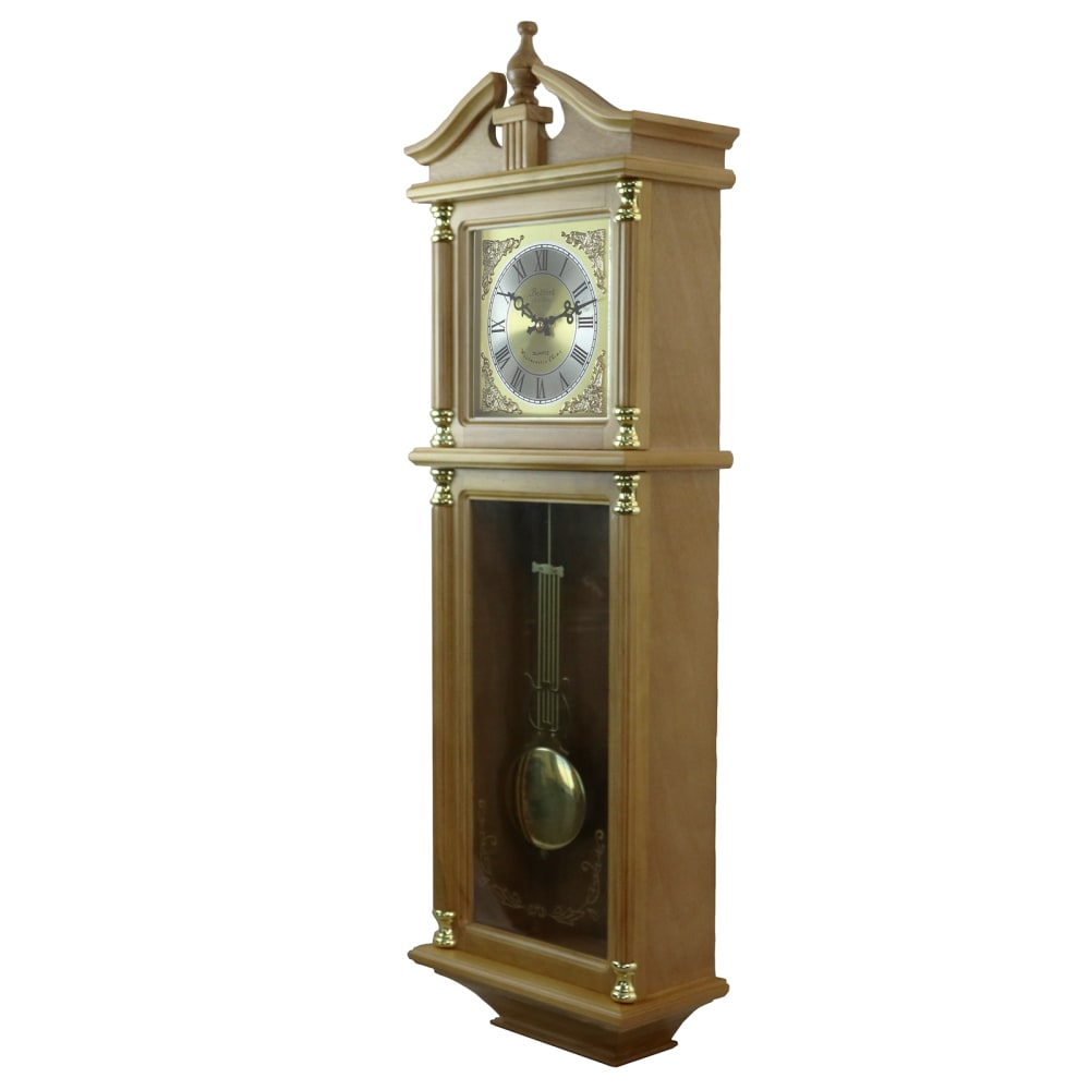 Bedford Clocks Wall Clock, 34-1/2inH x 10-1/2inW x 5-1/4inD, Harvest Oak