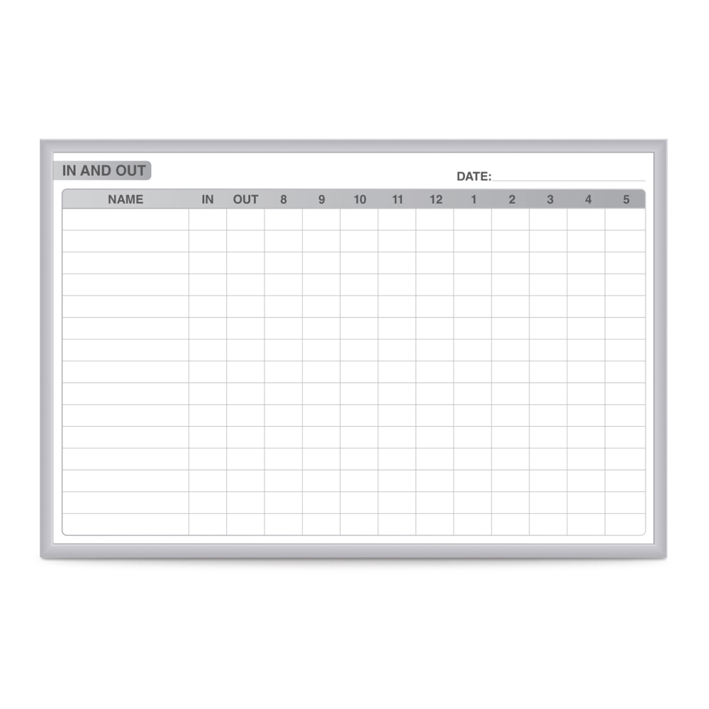 Ghent Manufacturing In/Out Magnetic Dry-Erase Whiteboard, 24in x 36in, Aluminum Frame With Silver Finish