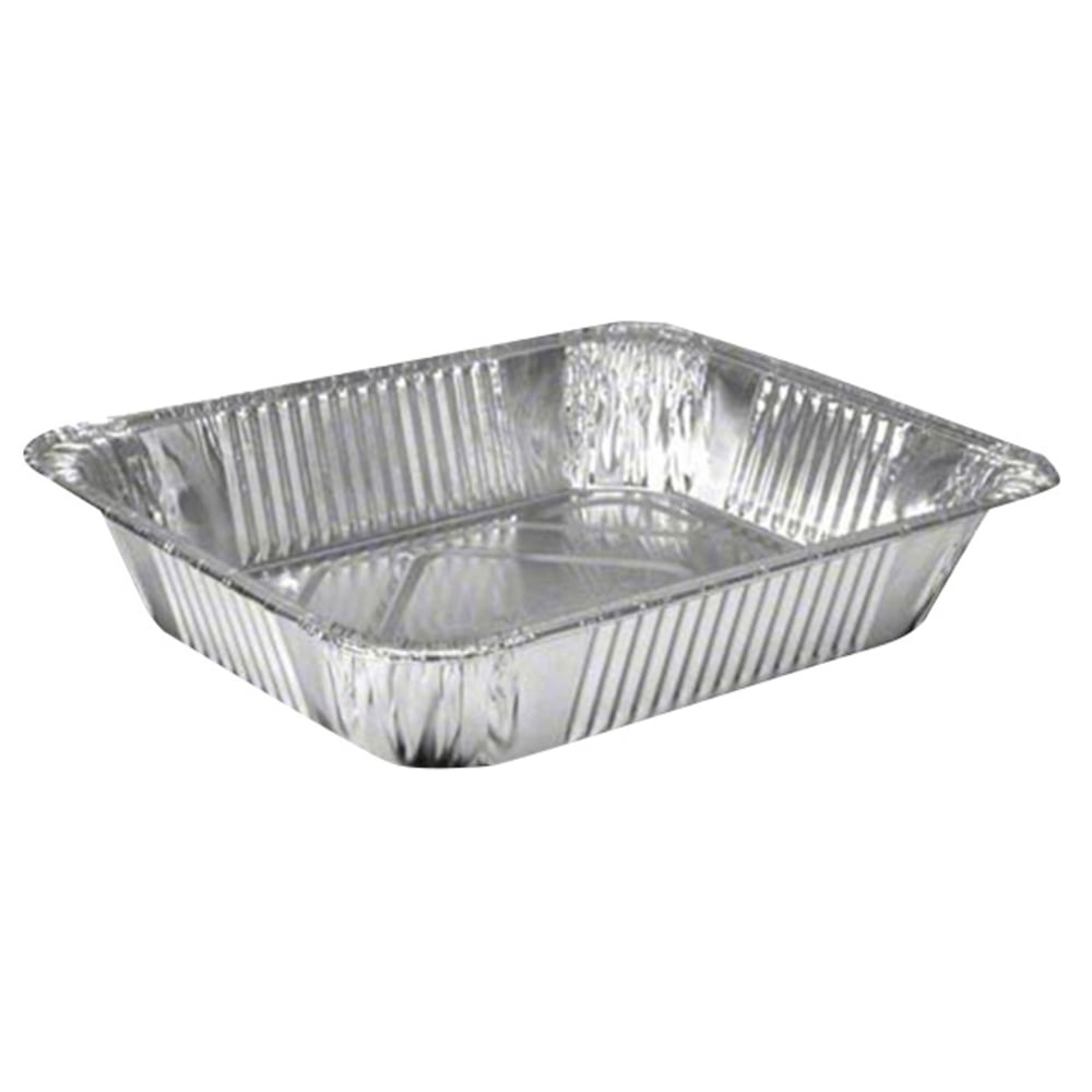 HFA Half Size Foil Pans, 128 Oz, 12 3/4in x 10 3/8in x 3 3/16in, Silver, Carton Of 100