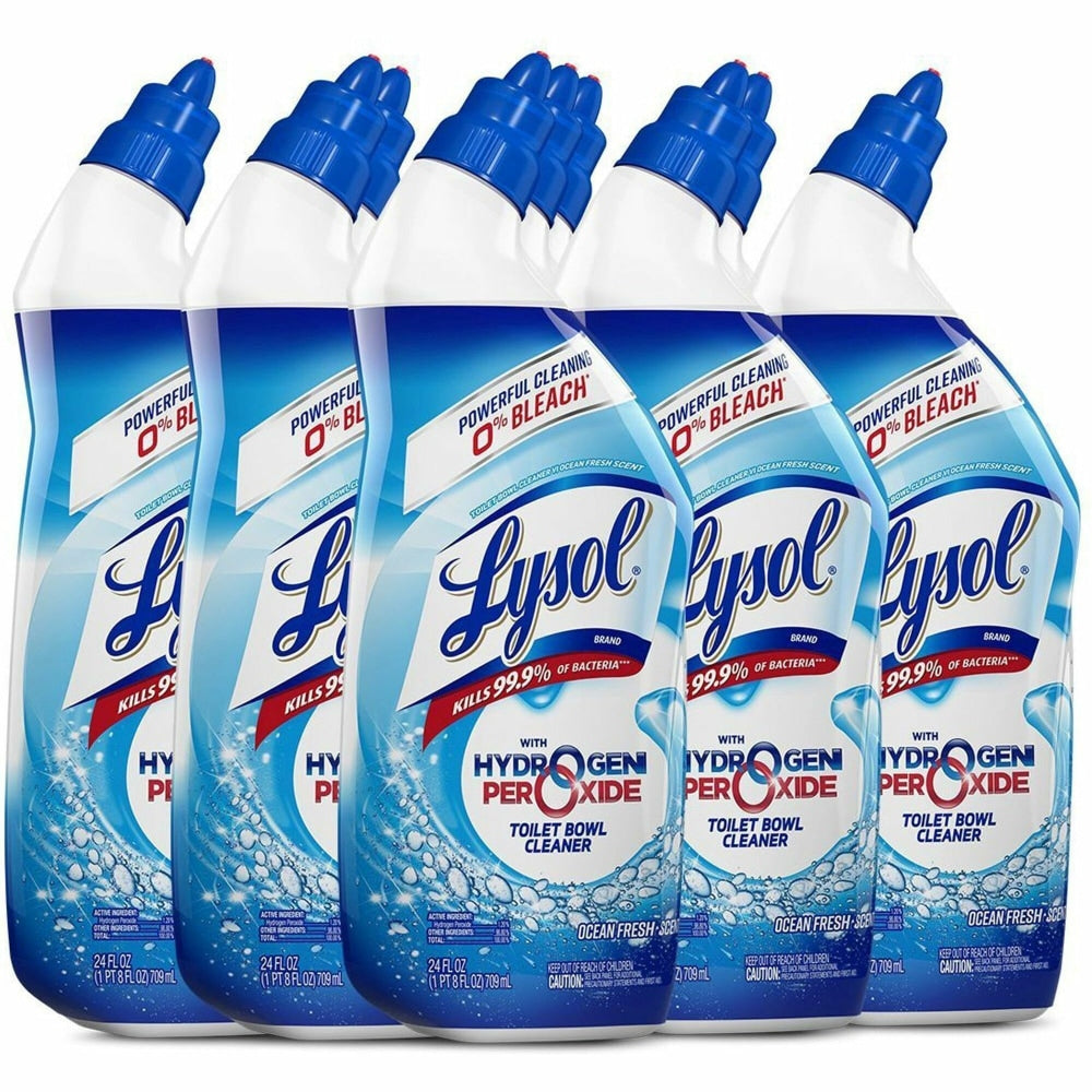 Lysol Hydrogen Peroxide Toilet Cleaner - 24 fl oz (0.8 quart) - Ocean Fresh Scent - 9 / Carton - Blue