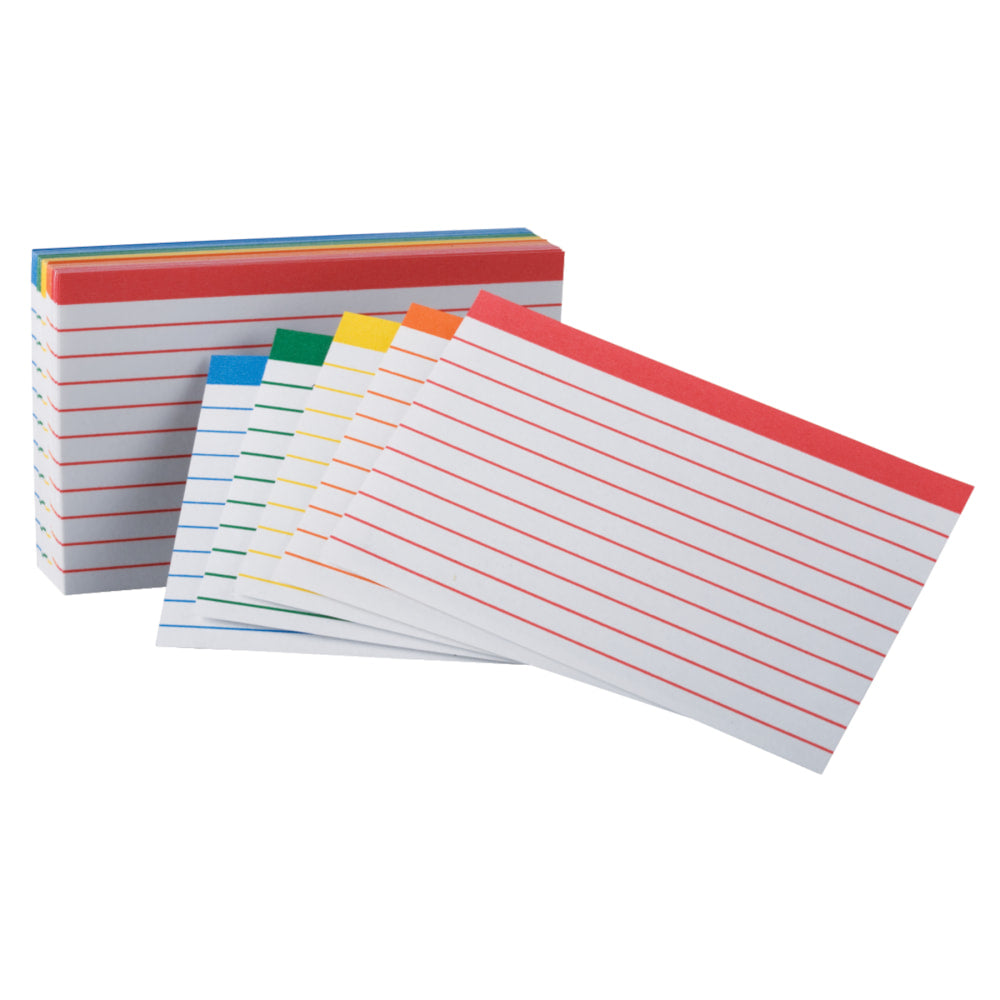 Office Depot Brand Color-Coded Ruled Index Cards, 3in x 5in, Assorted Colors, Pack Of 100